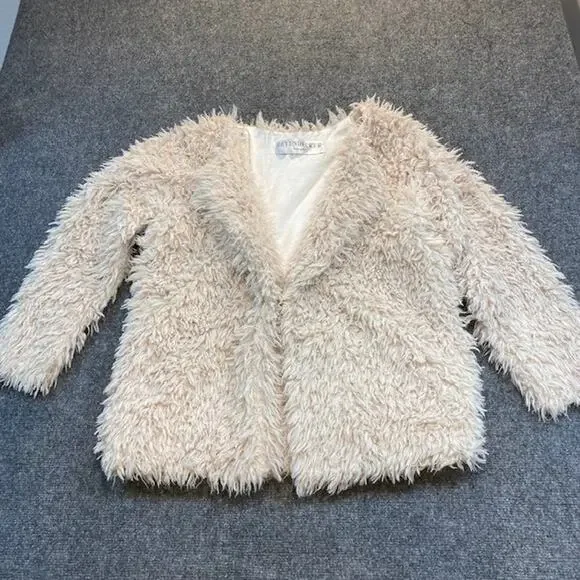 Leyendecker Los Angeles Women Medium Boom Faux Fur Marabou Jacket Ecru Festival